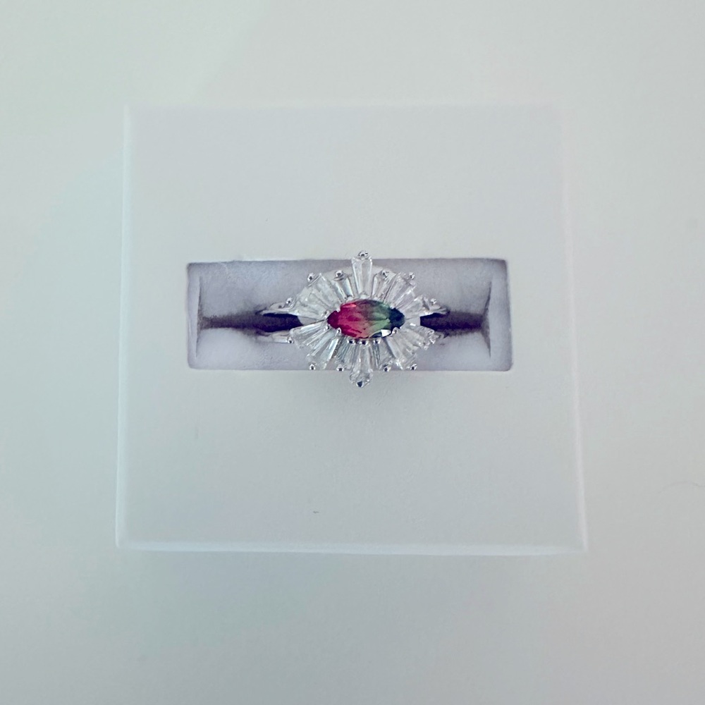 Bomb Party “The Sterling Club” Watermelon Tourmaline Solid Sterling Silver Ring